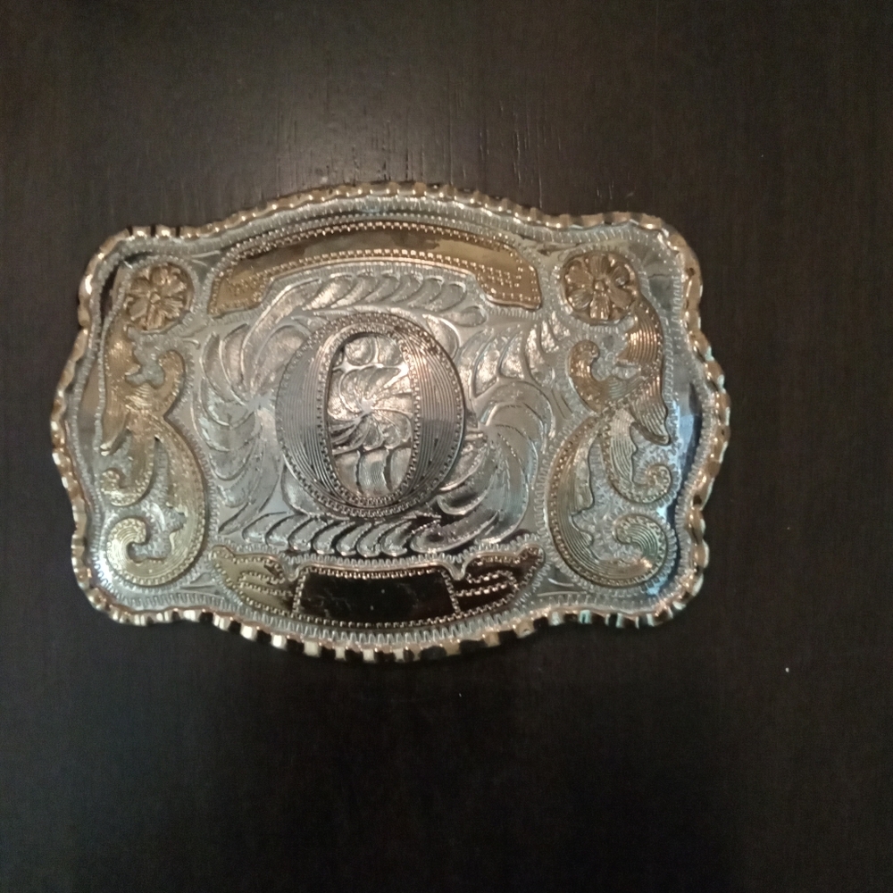 Silver and Gold Western Letter O Belt Buckle
